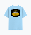 Cotton Stretch T-Shirt | Unisex Adult | 95% Cotton 5% Spandex Blend | 240 GSM, Breathable, Flexible | DTF Print Ready | Personalized | DTF | Bold Typography | Self-improvement | Everyday | Empowering | Always Stay Curious - back - Baby Blue - mockup 2