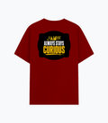 Cotton Stretch T-Shirt | Unisex Adult | 95% Cotton 5% Spandex Blend | 240 GSM, Breathable, Flexible | DTF Print Ready | Personalized | DTF | Bold Typography | Self-improvement | Everyday | Empowering | Always Stay Curious - back - Red - mockup 2