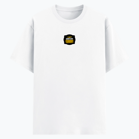 Basic T-Shirt | Unisex Fit, Sizes XS-2XL | 180 GSM Poly-Cotton Blend, DTF Ready | Bio-Wash, Silicon Finish, Durable Stitching | Adults | Personalized | DTF | Bold Typography | Self-improvement | Everyday | Empowering | Always Stay Curious - front - White - mockup 1