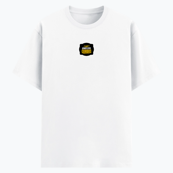 Basic T-Shirt | Unisex Fit, Sizes XS-2XL | 180 GSM Poly-Cotton Blend, DTF Ready | Bio-Wash, Silicon Finish, Durable Stitching | Adults | Personalized | DTF | Bold Typography | Self-improvement | Everyday | Empowering | Always Stay Curious