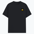 Basic T-Shirt | Unisex Fit, Sizes XS-2XL | 180 GSM Poly-Cotton Blend, DTF Ready | Bio-Wash, Silicon Finish, Durable Stitching | Adults | Personalized | DTF | Bold Typography | Self-improvement | Everyday | Empowering | Always Stay Curious - left pocket - Black melange - mockup 3