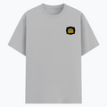 Basic T-Shirt | Unisex Fit, Sizes XS-2XL | 180 GSM Poly-Cotton Blend, DTF Ready | Bio-Wash, Silicon Finish, Durable Stitching | Adults | Personalized | DTF | Bold Typography | Self-improvement | Everyday | Empowering | Always Stay Curious - left pocket - Grey Melange - mockup 3