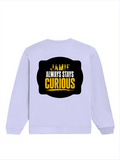 Oversized Sweatshirt | Roomy Relaxed Fit | 400 GSM Cotton Blend | Pre-Shrunk Drop Shoulder | Unisex Adult | Personalized | DTF | Bold Typography | Self-improvement | Everyday | Empowering | Always Stay Curious - back - Lavender - mockup 2