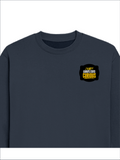 Oversized Sweatshirt | Roomy Relaxed Fit | 400 GSM Cotton Blend | Pre-Shrunk Drop Shoulder | Unisex Adult | Personalized | DTF | Bold Typography | Self-improvement | Everyday | Empowering | Always Stay Curious - left pocket - Navy Blue - mockup 3