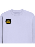 Oversized Sweatshirt | Roomy Relaxed Fit | 400 GSM Cotton Blend | Pre-Shrunk Drop Shoulder | Unisex Adult | Personalized | DTF | Bold Typography | Self-improvement | Everyday | Empowering | Always Stay Curious - right pocket - Lavender - mockup 4