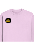 Oversized Sweatshirt | Roomy Relaxed Fit | 400 GSM Cotton Blend | Pre-Shrunk Drop Shoulder | Unisex Adult | Personalized | DTF | Bold Typography | Self-improvement | Everyday | Empowering | Always Stay Curious - right pocket - Light Baby Pink - mockup 4