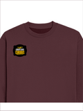 Oversized Sweatshirt | Roomy Relaxed Fit | 400 GSM Cotton Blend | Pre-Shrunk Drop Shoulder | Unisex Adult | Personalized | DTF | Bold Typography | Self-improvement | Everyday | Empowering | Always Stay Curious - right pocket - Maroon - mockup 4