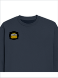 Oversized Sweatshirt | Roomy Relaxed Fit | 400 GSM Cotton Blend | Pre-Shrunk Drop Shoulder | Unisex Adult | Personalized | DTF | Bold Typography | Self-improvement | Everyday | Empowering | Always Stay Curious - right pocket - Navy Blue - mockup 4
