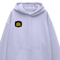 Oversized Hoodie | Relaxed Fit, Drop-Shoulder | 400 GSM Fabric | Warm, Durable | Unisex | Personalized | DTF | Bold Typography | Self-improvement | Everyday | Empowering | Always Stay Curious - right pocket - Lavender - mockup 4