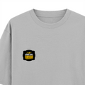 Oversized Standard T-Shirt | Unisex Relaxed Fit | 100% Super Combed Cotton DTG | Soft, Breathable & Durable | Adult | Personalized | DTG | Bold Typography | Self-improvement | Everyday | Empowering | Always Stay Curious - left pocket - Grey Melange - mockup 3
