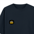 Oversized Classic T-Shirt | Unisex Oversized Fit | 100% Super-Combed Cotton | Pre-Shrunk & Ribbed Neck | Adults | Personalized | DTG | Bold Typography | Self-improvement | Everyday | Empowering | Always Stay Curious - left pocket - Navy Blue - mockup 3