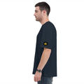 Oversized Classic T-Shirt | Unisex Oversized Fit | 100% Super-Combed Cotton | Pre-Shrunk & Ribbed Neck | Adults | Personalized | DTG | Bold Typography | Self-improvement | Everyday | Empowering | Always Stay Curious - right sleeve - Navy Blue - mockup 6