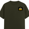Classic Crew T-Shirt | Men's Regular Fit | 180 GSM Bio-Washed Cotton | DTG Print Ready | Double-Stitched & Ribbed Neck | Personalized | DTG | Bold Typography | Self-improvement | Everyday | Empowering | Always Stay Curious - left pocket - Olive Green - mockup 3