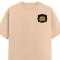 Classic Crew T-Shirt | Men's Regular Fit | 180 GSM Bio-Washed Cotton | DTG Print Ready | Double-Stitched & Ribbed Neck | Personalized | DTG | Bold Typography | Self-improvement | Everyday | Empowering | Always Stay Curious - left pocket - Peach - mockup 3