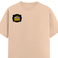 Classic Crew T-Shirt | Men's Regular Fit | 180 GSM Bio-Washed Cotton | DTG Print Ready | Double-Stitched & Ribbed Neck | Personalized | DTG | Bold Typography | Self-improvement | Everyday | Empowering | Always Stay Curious - right pocket - Peach - mockup 4