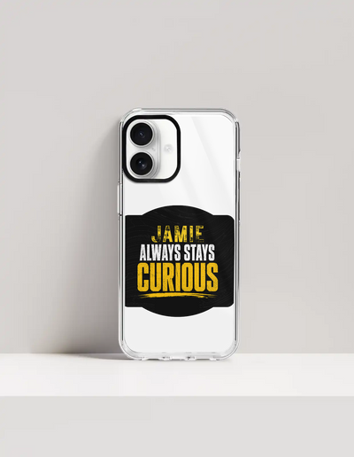 iPhone Glass Case | For iPhone Users | Tempered Glass Back & TPU Sides | Durable Protection & Fade-Proof Print | Unisex | Personalized | Bold Typography | Self-improvement | Everyday | Empowering | Always Stay Curious - front_16 - 16 - mockup 4
