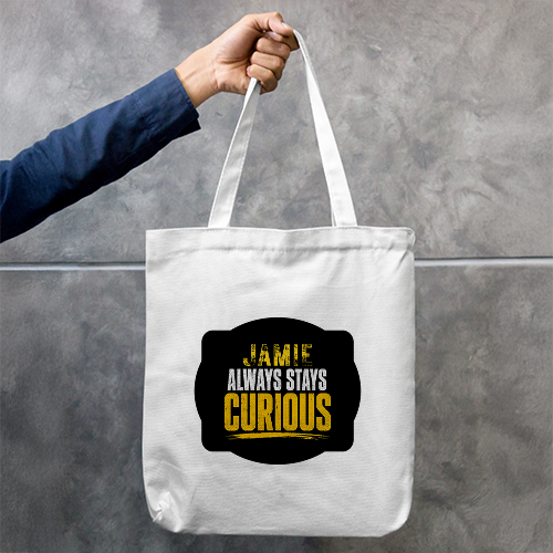 Tote Bag Zipper | Unisex | 100% Cotton Canvas | Printing, Embroidery | Zipper Closure, Long Handle | Everyday Carry | Personalized | DTG | Embroidery | Bold Typography | Self-improvement | Everyday | Empowering | Always Stay Curious - front - mockup 1