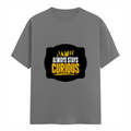 Female Classic Crew T-Shirt | Women's Regular Fit | 180 GSM Bio-Washed Cotton | Double Stitched, Pre-Shrunk | Personalized | DTG | Bold Typography | Self-improvement | Everyday | Empowering | Always Stay Curious - front - Charcoal Melange - mockup 1