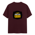 Female Classic Crew T-Shirt | Women's Regular Fit | 180 GSM Bio-Washed Cotton | Double Stitched, Pre-Shrunk | Personalized | DTG | Bold Typography | Self-improvement | Everyday | Empowering | Always Stay Curious - back - Maroon - mockup 2