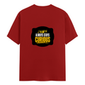 Female Classic Crew T-Shirt | Women's Regular Fit | 180 GSM Bio-Washed Cotton | Double Stitched, Pre-Shrunk | Personalized | DTG | Bold Typography | Self-improvement | Everyday | Empowering | Always Stay Curious - back - Red - mockup 2