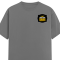 Female Classic Crew T-Shirt | Women's Regular Fit | 180 GSM Bio-Washed Cotton | Double Stitched, Pre-Shrunk | Personalized | DTG | Bold Typography | Self-improvement | Everyday | Empowering | Always Stay Curious - left pocket - Charcoal Melange - mockup 3