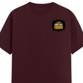 Female Classic Crew T-Shirt | Women's Regular Fit | 180 GSM Bio-Washed Cotton | Double Stitched, Pre-Shrunk | Personalized | DTG | Bold Typography | Self-improvement | Everyday | Empowering | Always Stay Curious - left pocket - Maroon - mockup 3