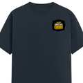 Female Classic Crew T-Shirt | Women's Regular Fit | 180 GSM Bio-Washed Cotton | Double Stitched, Pre-Shrunk | Personalized | DTG | Bold Typography | Self-improvement | Everyday | Empowering | Always Stay Curious - left pocket - Navy Blue - mockup 3