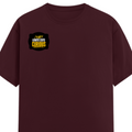 Female Classic Crew T-Shirt | Women's Regular Fit | 180 GSM Bio-Washed Cotton | Double Stitched, Pre-Shrunk | Personalized | DTG | Bold Typography | Self-improvement | Everyday | Empowering | Always Stay Curious - right pocket - Maroon - mockup 4