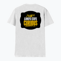 Men's V-Neck T-Shirt | Regular Fit | 180 GSM Bio-Washed Cotton | DTG Print | Durable | Personalized | DTG | Bold Typography | Self-improvement | Everyday | Empowering | Always Stay Curious - back - White - mockup 2