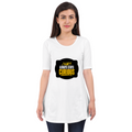 Female Maternity Dress | Regular Fit | DTG Print | Comfortable & Expressive | Unisex | Personalized | DTG | Bold Typography | Self-improvement | Everyday | Empowering | Always Stay Curious - front - White - mockup 1