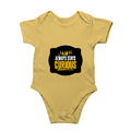 Baby Romper | 0-12 Months Regular Fit | 180 GSM Bio-Washed Cotton Blend | Double Stitched, Pre-Shrunk | Unisex | Personalized | DTF | Bold Typography | Self-improvement | Everyday | Empowering | Always Stay Curious - front - Yellow - mockup 1