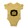Baby Romper | 0-12 Months Regular Fit | 180 GSM Bio-Washed Cotton Blend | Double Stitched, Pre-Shrunk | Unisex | Personalized | DTF | Bold Typography | Self-improvement | Everyday | Empowering | Always Stay Curious - back - Yellow - mockup 2
