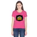 Women's Classic Crew T-Shirt | Regular Fit | 180 GSM Bio-Washed Cotton | DTF Print Ready | Double Stitched, Pre-Shrunk | Personalized | DTF | Bold Typography | Self-improvement | Everyday | Empowering | Always Stay Curious - front - Pink - mockup 1