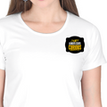 Women's Classic Crew T-Shirt | Regular Fit | 180 GSM Bio-Washed Cotton | DTF Print Ready | Double Stitched, Pre-Shrunk | Personalized | DTF | Bold Typography | Self-improvement | Everyday | Empowering | Always Stay Curious - left pocket - White - mockup 3