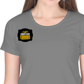 Women's Classic Crew T-Shirt | Regular Fit | 180 GSM Bio-Washed Cotton | DTF Print Ready | Double Stitched, Pre-Shrunk | Personalized | DTF | Bold Typography | Self-improvement | Everyday | Empowering | Always Stay Curious - right pocket - Charcoal Melange - mockup 4