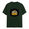 Men's Classic Crew T-Shirt | Regular Fit | 180 GSM Bio-Washed Cotton | DTF Print Ready | Pre-Shrunk, Durable | Personalized | DTF | Bold Typography | Self-improvement | Everyday | Empowering | Always Stay Curious - front - Bottle Green - mockup 1