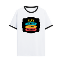 Ringer T-shirt | Unisex | DTG Print | Contrast Trim | Men's, Women's | Personalized | DTG | Graphic | Positivity | Motivation | Everyday | Optimistic | Always Stay Positive