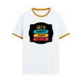 Ringer T-shirt | Unisex | DTG Print | Contrast Trim | Men's, Women's | Personalized | DTG | Graphic | Positivity | Motivation | Everyday | Optimistic | Always Stay Positive - front - Mustard yellow off white - mockup 1