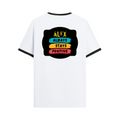 Ringer T-shirt | Unisex | DTG Print | Contrast Trim | Men's, Women's | Personalized | DTG | Graphic | Positivity | Motivation | Everyday | Optimistic | Always Stay Positive - back - Black White - mockup 2