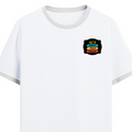 Ringer T-shirt | Unisex | DTG Print | Contrast Trim | Men's, Women's | Personalized | DTG | Graphic | Positivity | Motivation | Everyday | Optimistic | Always Stay Positive - left pocket - White Black - mockup 3