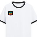 Ringer T-shirt | Unisex | DTG Print | Contrast Trim | Men's, Women's | Personalized | DTG | Graphic | Positivity | Motivation | Everyday | Optimistic | Always Stay Positive - right pocket - Black White - mockup 4