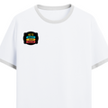 Ringer T-shirt | Unisex | DTG Print | Contrast Trim | Men's, Women's | Personalized | DTG | Graphic | Positivity | Motivation | Everyday | Optimistic | Always Stay Positive - right pocket - White Black - mockup 4