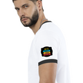 Ringer T-shirt | Unisex | DTG Print | Contrast Trim | Men's, Women's | Personalized | DTG | Graphic | Positivity | Motivation | Everyday | Optimistic | Always Stay Positive - left sleeve - Black White - mockup 5