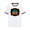 Ringer T-shirt | Unisex Regular Fit | 100% Cotton DTF/DTG | Contrast Rib Neck Bio Washed Pre-Shrunk | Adults | Personalized | DTF | Graphic | Positivity | Motivation | Everyday | Optimistic | Always Stay Positive - front - Maroon off white - mockup 1