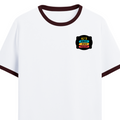 Ringer T-shirt | Unisex Regular Fit | 100% Cotton DTF/DTG | Contrast Rib Neck Bio Washed Pre-Shrunk | Adults | Personalized | DTF | Graphic | Positivity | Motivation | Everyday | Optimistic | Always Stay Positive - left pocket - Maroon off white - mockup 3