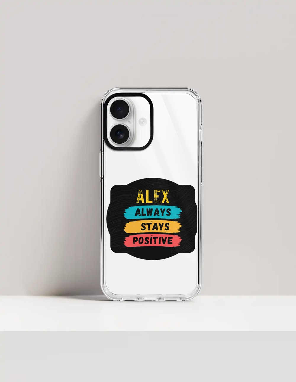 Hard Clear Case | iPhone | TPU Sides & PC Back | Detachable Camera Protector, Scratch-Proof | Unisex | Personalized | Graphic | Positivity | Motivation | Everyday | Optimistic | Always Stay Positive - front_17 - 17 - mockup 1