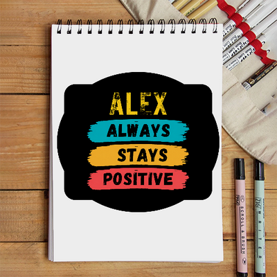 Sketchbook | A5 Spiral Bound | Digital Print Cover | 140 GSM Paper | Unisex | Personalized | Graphic | Positivity | Motivation | Everyday | Optimistic | Always Stay Positive - front - White - mockup 1