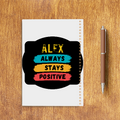 Sketchbook | A5 Spiral Bound | Digital Print Cover | 140 GSM Paper | Unisex | Personalized | Graphic | Positivity | Motivation | Everyday | Optimistic | Always Stay Positive - back - White - mockup 2