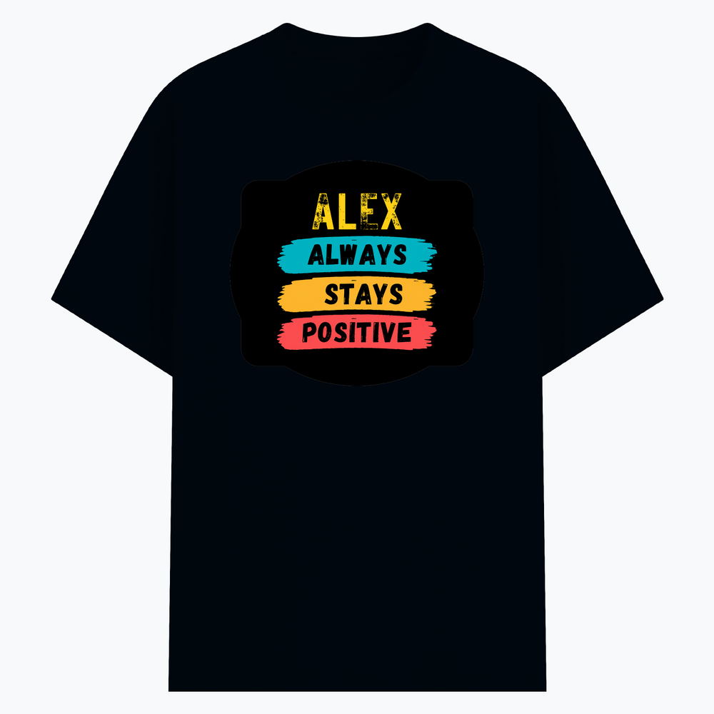 Cotton Stretch T-Shirt | Unisex Adult | 95% Cotton 5% Spandex Blend | 240 GSM, Breathable, Flexible | DTF Print Ready | Personalized | DTF | Graphic | Positivity | Motivation | Everyday | Optimistic | Always Stay Positive - front - Navy Blue - mockup 1