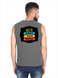 Men's Sleeveless T-Shirt | Regular Fit | 180 GSM Bio-Washed Cotton DTG | Pre-Shrunk, Double Stitched | For Gym & Casual Wear | Personalized | DTG | Graphic | Positivity | Motivation | Everyday | Optimistic | Always Stay Positive - back - Charcoal Melange - mockup 2